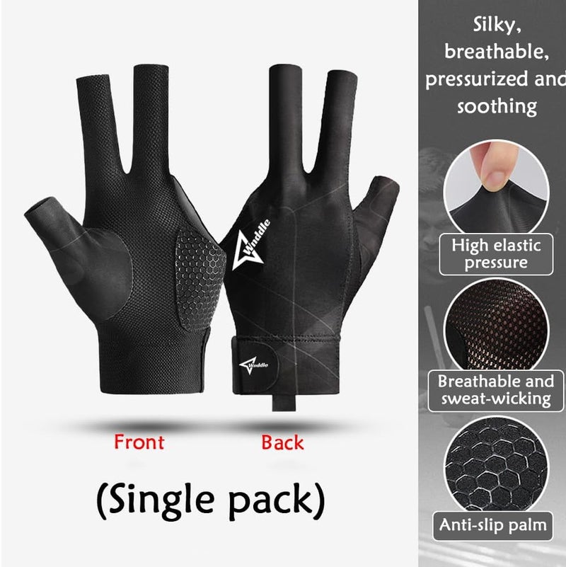Wnddle Pool Glove Left Hand, Billiard Pool Gloves for Left Hand 3 Finger, Snooker Cue Sport Glove Popular Sizes for Men & Women - Image 3